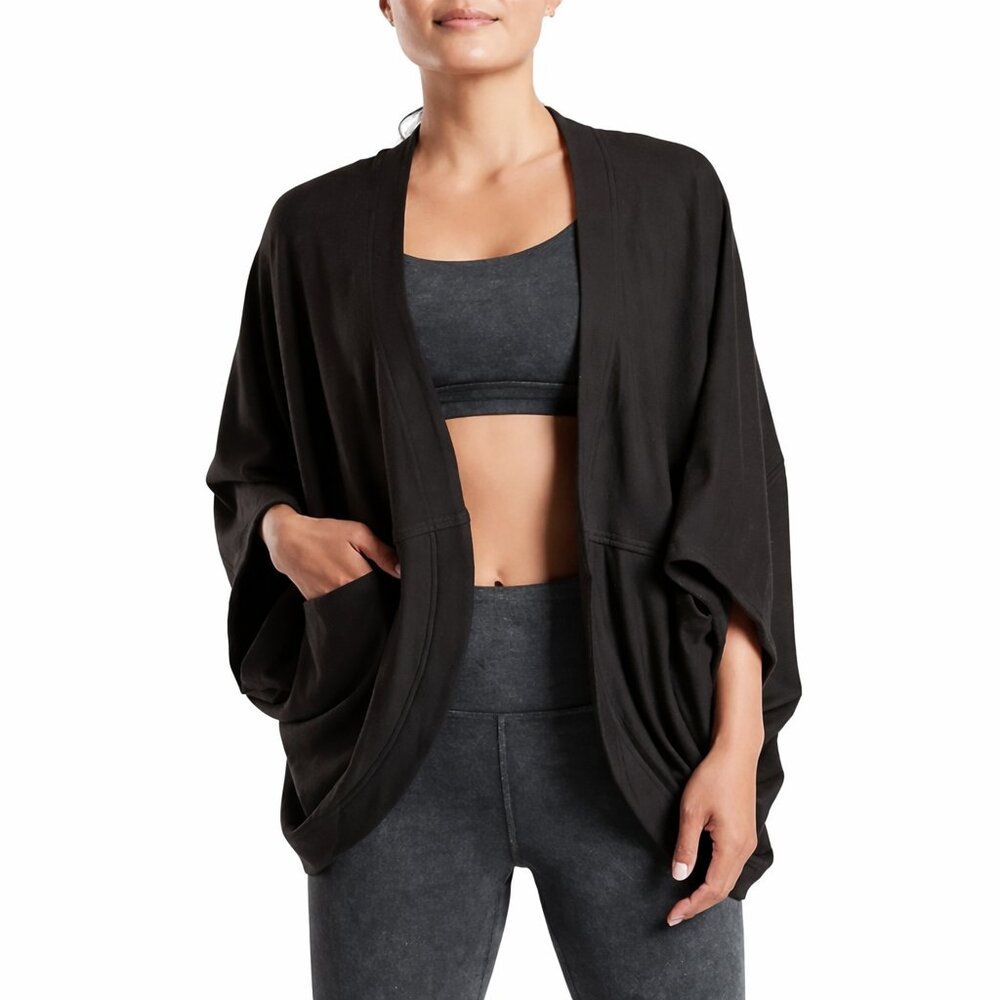 Athleta Black Nirvana Cocoon Wrap Open Cardigan Sweater | Size XS